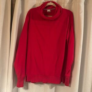 Red cowl neck sweatshirt